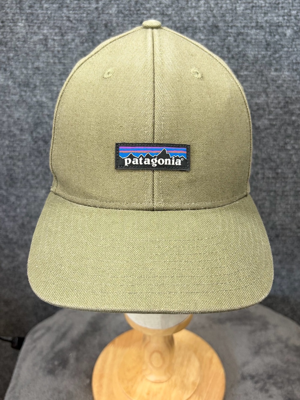 Patagonia Baseball Cap Mens One Size Olive Green Mountain Logo Patch Snapback